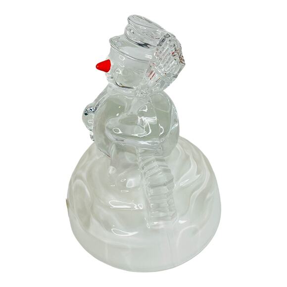 VTG Cristal d' Arques Glass SNOWMAN 7” Figurine Frosty 24% Crystal No Music Box - Picture 6 of 8